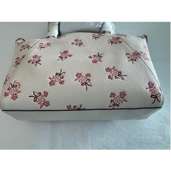 Coach Prairie Satchel Chalk Pink Flower Bow Print Zip Bag Handbag Purse NEW - Picture 6 of 7